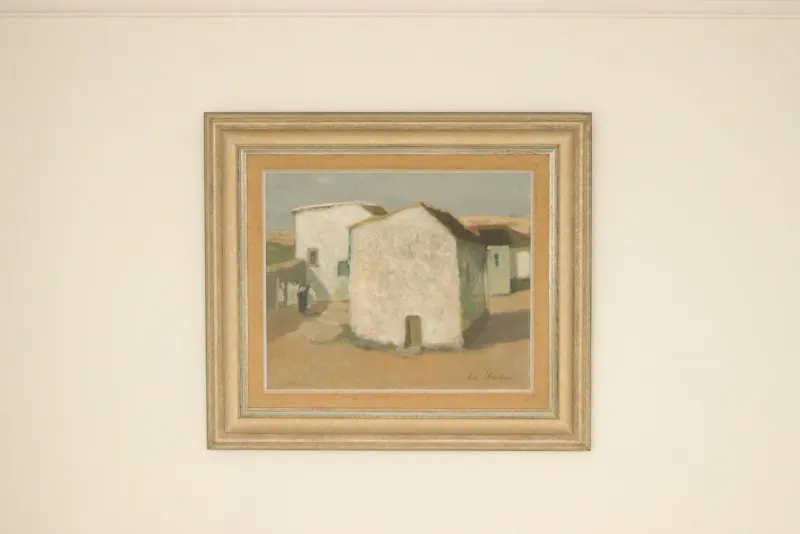 Pamono Evert Färhm, Houses, 1960s, Oil on Panel, Framed> Mid-Century|Painting