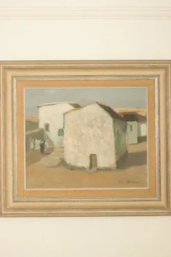 Pamono Evert Färhm, Houses, 1960s, Oil on Panel, Framed><noscript><img width=