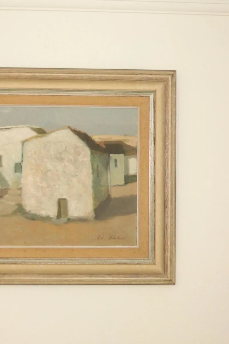 Pamono Evert Färhm, Houses, 1960s, Oil on Panel, Framed> Mid-Century|Painting