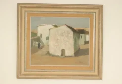Pamono Evert Färhm, Houses, 1960s, Oil on Panel, Framed><noscript><img width=