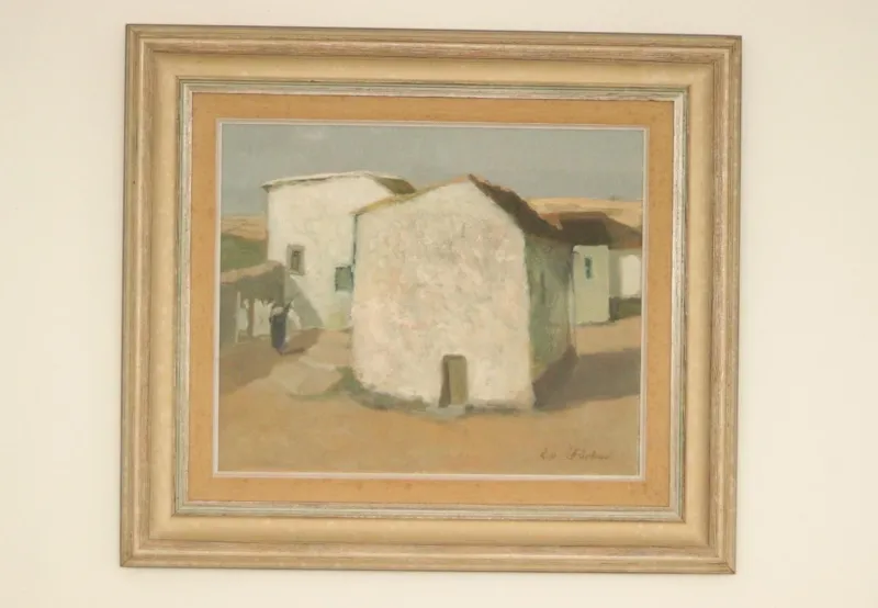 Pamono Evert Färhm, Houses, 1960s, Oil on Panel, Framed> Mid-Century|Painting