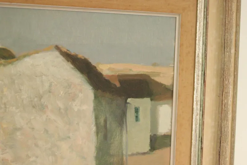 Pamono Evert Färhm, Houses, 1960s, Oil on Panel, Framed> Mid-Century|Painting