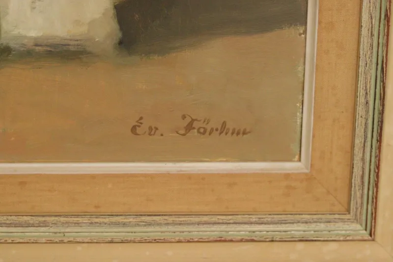 Pamono Evert Färhm, Houses, 1960s, Oil on Panel, Framed> Mid-Century|Painting