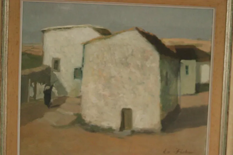 Pamono Evert Färhm, Houses, 1960s, Oil on Panel, Framed> Mid-Century|Painting