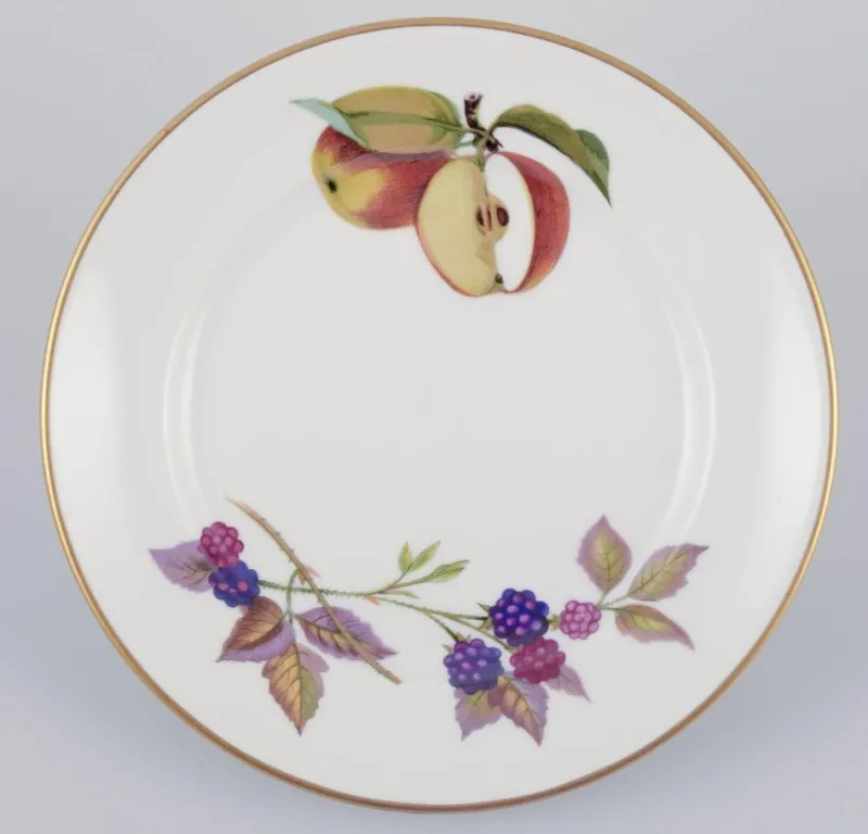 Pamono Evesham Porcelain Plates with Fruit Motifs from Royal Worcester, England, 1980s, Set of 9> Dinner Plates & Bowls