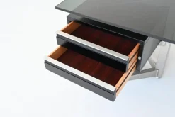 Sale Pamono Executive Corner Desk in Mahogany and Glass from Abbondinterni, Italy, 1970s