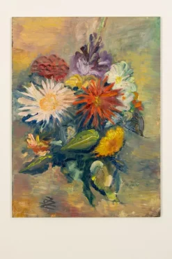 Clearance Pamono Expressionist Artist, Summer Bouquet, 1960s, Oil on Plate, Framed