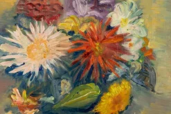Clearance Pamono Expressionist Artist, Summer Bouquet, 1960s, Oil on Plate, Framed