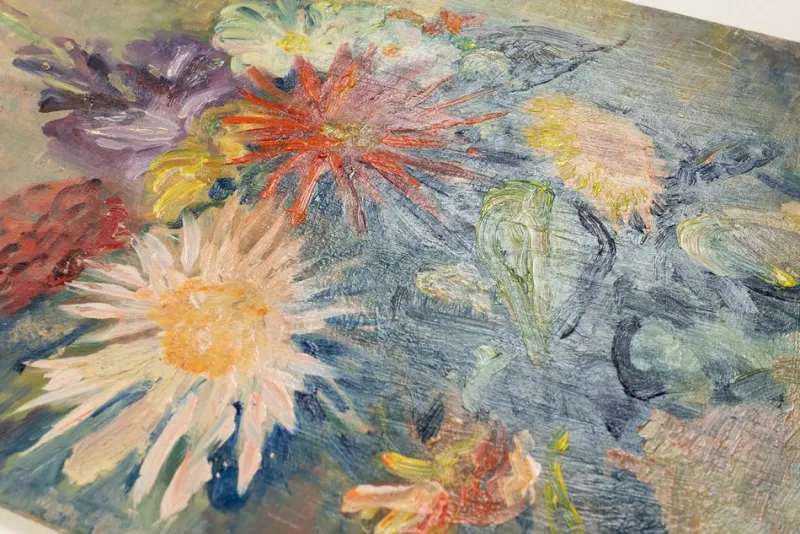 Clearance Pamono Expressionist Artist, Summer Bouquet, 1960s, Oil on Plate, Framed