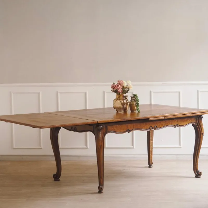 Pamono Extendable French Dining Table with Curved Legs, 1920s> Dining Tables & Sets