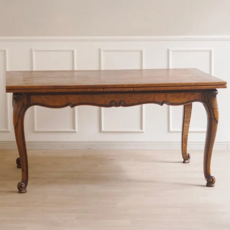 Pamono Extendable French Dining Table with Curved Legs, 1920s> Dining Tables & Sets