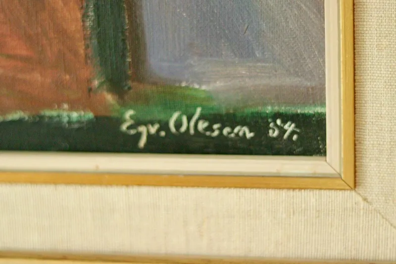 Pamono Eyvind Olesen, Still Life with Book, Mid-20th Century, Oil on Canvas, Framed> Mid-Century