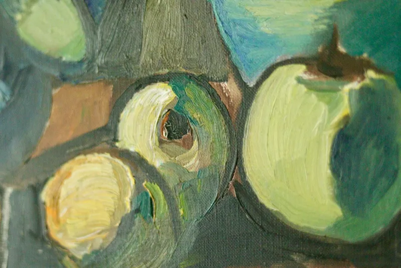 Pamono Eyvind Olesen, Still Life with Book, Mid-20th Century, Oil on Canvas, Framed> Mid-Century