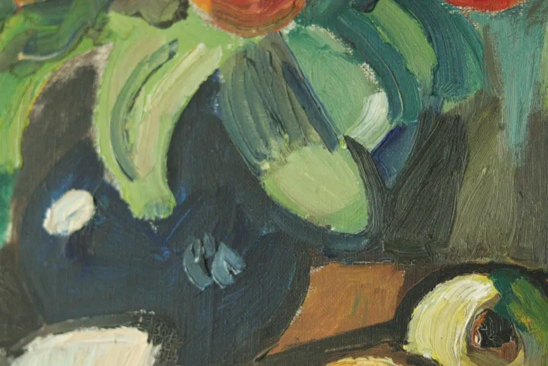 Pamono Eyvind Olesen, Still Life with Book, Mid-20th Century, Oil on Canvas, Framed> Mid-Century