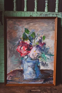 Pamono Ezio Pastorio, Roses, 1960s, Oil on Board> Mid-Century|Painting