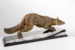 Pamono F. H. Danvin, Sculpture of a Fox, 1973, Bronze on Marble><noscript><img width=