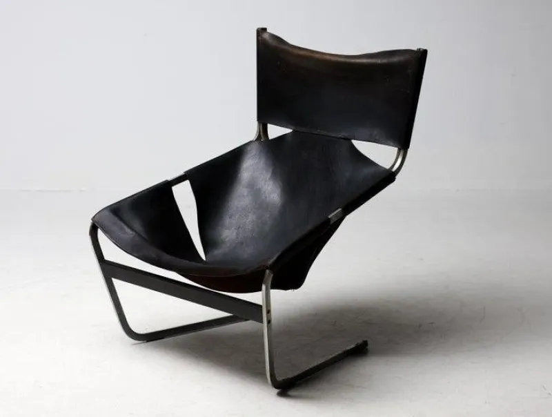 Pamono F444 Lounge Chair in Black Leather by Pierre Paulin for Artifort, 1965> Lounge Chairs & Armchairs