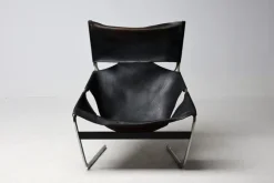 Pamono F444 Lounge Chair in Black Leather by Pierre Paulin for Artifort, 1965><noscript><img width=
