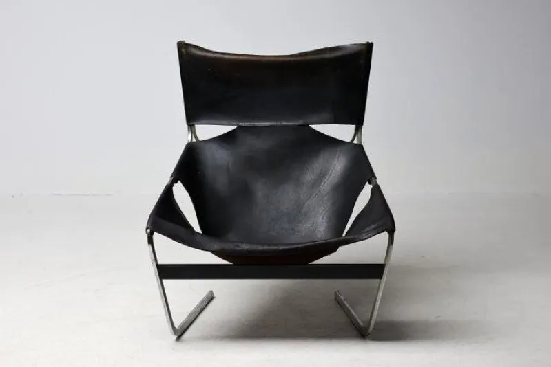 Pamono F444 Lounge Chair in Black Leather by Pierre Paulin for Artifort, 1965> Lounge Chairs & Armchairs