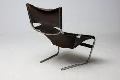 Pamono F444 Lounge Chair in Black Leather by Pierre Paulin for Artifort, 1965><noscript><img width=