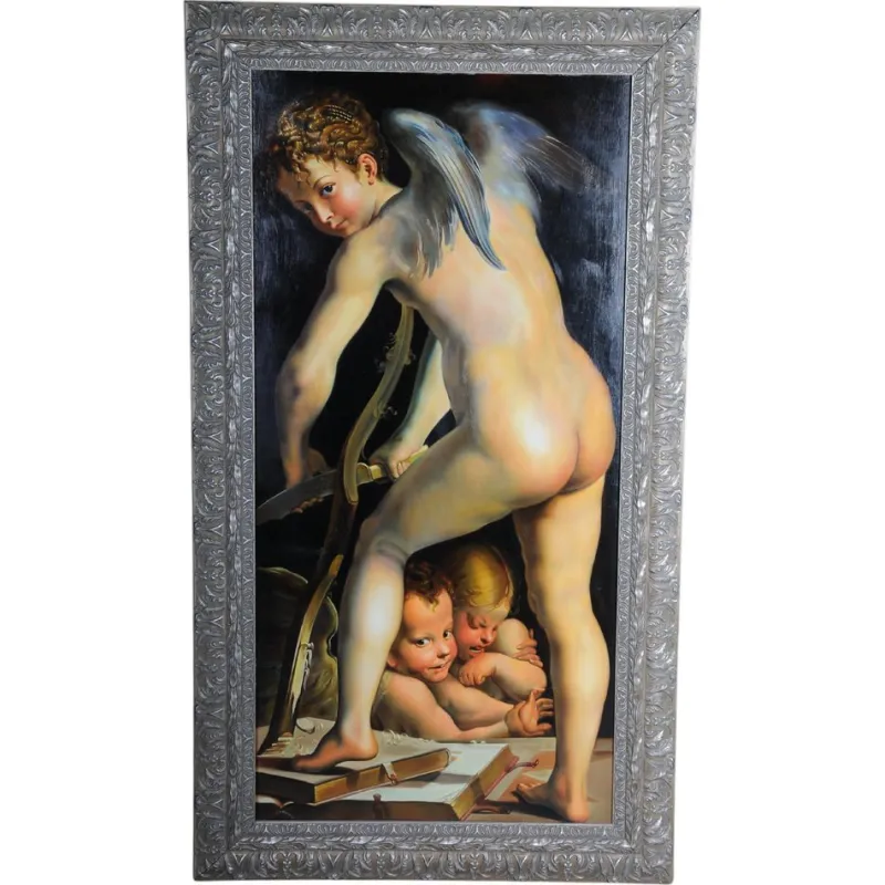 Outlet Pamono F. Mazzola alias Parmigianino, Amor Carving Bow, Oil on Canvas
