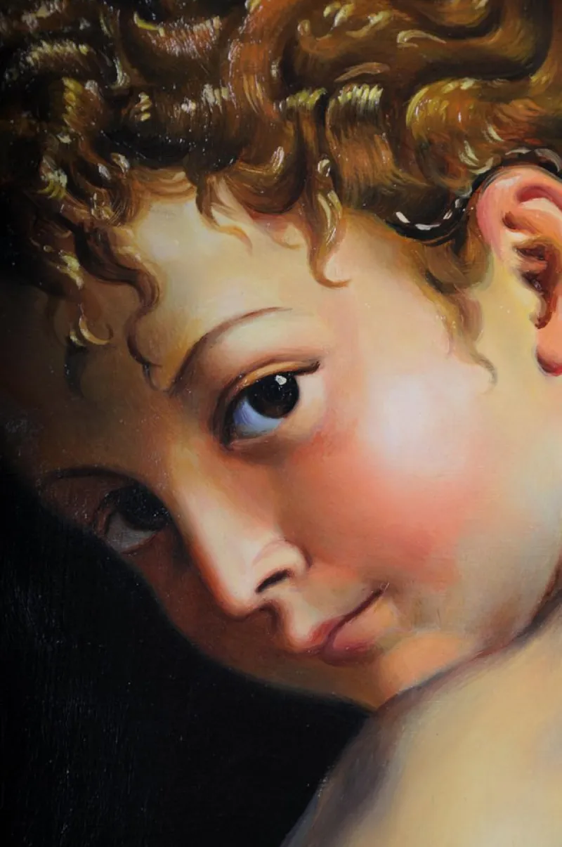 Outlet Pamono F. Mazzola alias Parmigianino, Amor Carving Bow, Oil on Canvas