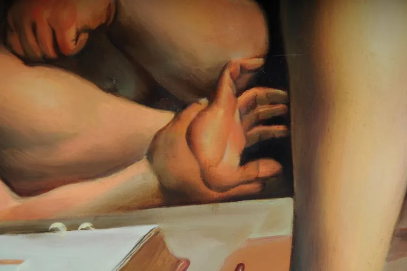 Outlet Pamono F. Mazzola alias Parmigianino, Amor Carving Bow, Oil on Canvas
