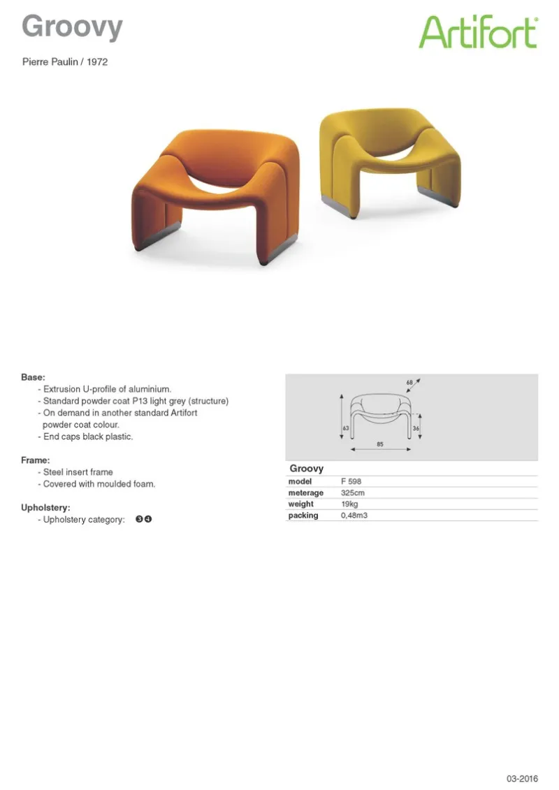 Pamono F598 Orange Groovy Chair by Pierre Paulin for Artifort> Lounge Chairs & Armchairs