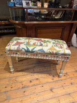 Pamono Fabric & Walnut Bench, 1930s> Benches