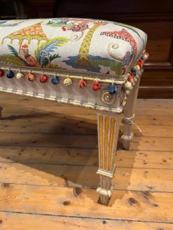 Pamono Fabric & Walnut Bench, 1930s><noscript><img width=