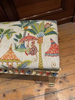 Pamono Fabric & Walnut Bench, 1930s><noscript><img width=
