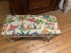 Pamono Fabric & Walnut Bench, 1930s><noscript><img width=