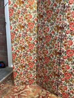 New Pamono Fabric Screen with Flower Pattern, 1960s
