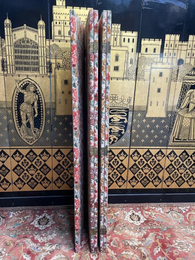 New Pamono Fabric Screen with Flower Pattern, 1960s