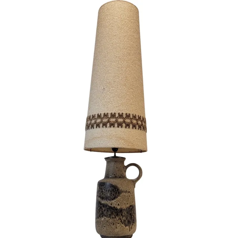 Pamono Fat Lava Ceramic Lamp with Original Shade from Scheurich Keramik, 1960s> Table Lamps