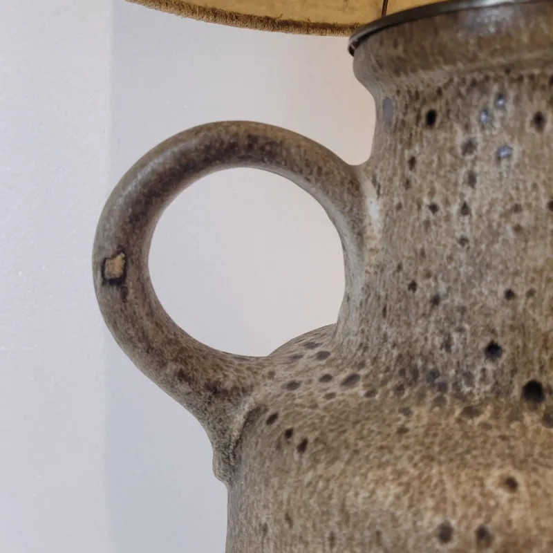 Pamono Fat Lava Ceramic Lamp with Original Shade from Scheurich Keramik, 1960s> Table Lamps
