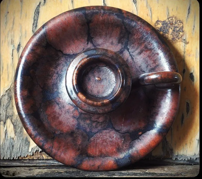 Pamono Fat Lava Majolica Candleholder from Karlsruhe, 1970s> Candleholders