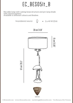 Pamono Fauna Heron Table Lamp in Light Green from Brass Brothers> Table Lamps