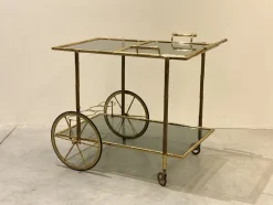 Best Pamono Faux Bamboo & Brass Bar Trolley from Maison Bagues, 1970s