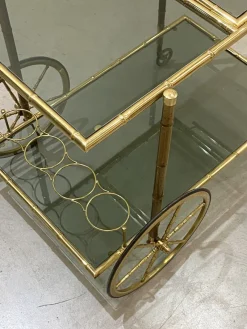 Best Pamono Faux Bamboo & Brass Bar Trolley from Maison Bagues, 1970s