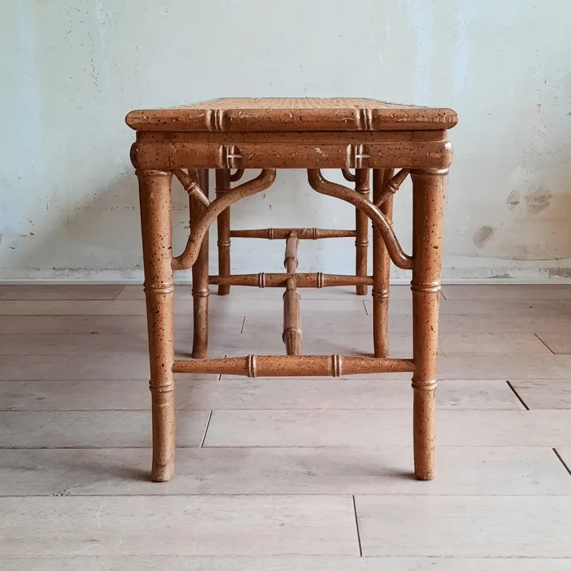 Pamono Faux Bamboo & Rattan Bench, 1980s> Benches