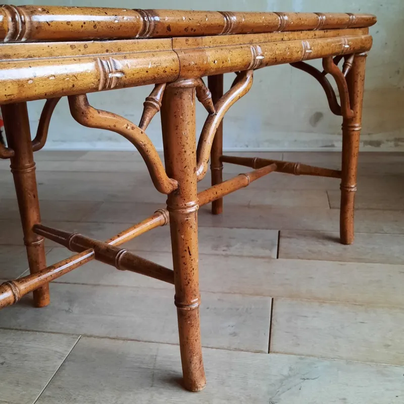 Pamono Faux Bamboo & Rattan Bench, 1980s> Benches