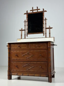 Discount Pamono Faux Bamboo Commode with Mirror, 1890s