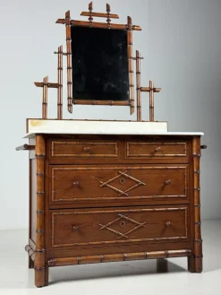 Discount Pamono Faux Bamboo Commode with Mirror, 1890s