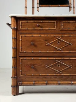 Discount Pamono Faux Bamboo Commode with Mirror, 1890s
