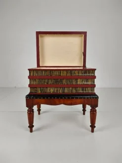 Pamono Faux Book Box on Painted Stand in Leather, 1830><noscript><img width=