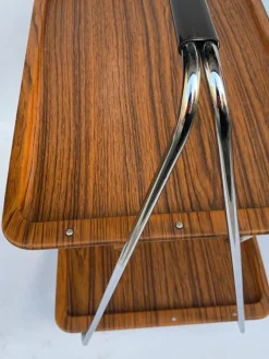 Pamono Faux Wood & Chrome Folding Bar Cart from Robex, 1970s><noscript><img width=