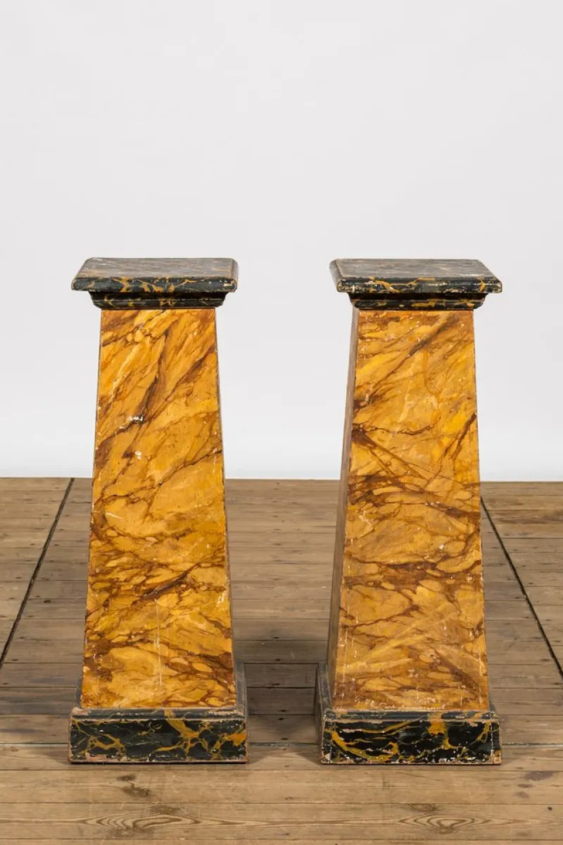Online Pamono Faux-Marbre Wooden Pedestals, 1880, Set of 2