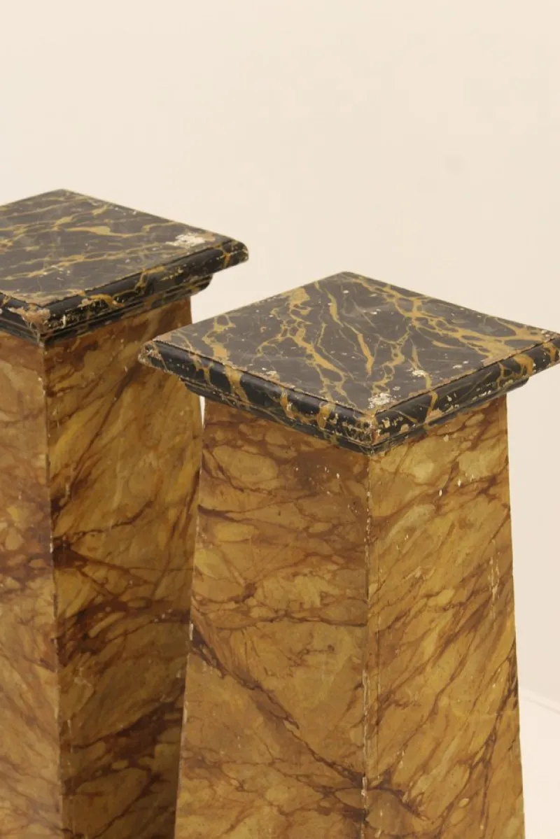 Online Pamono Faux-Marbre Wooden Pedestals, 1880, Set of 2