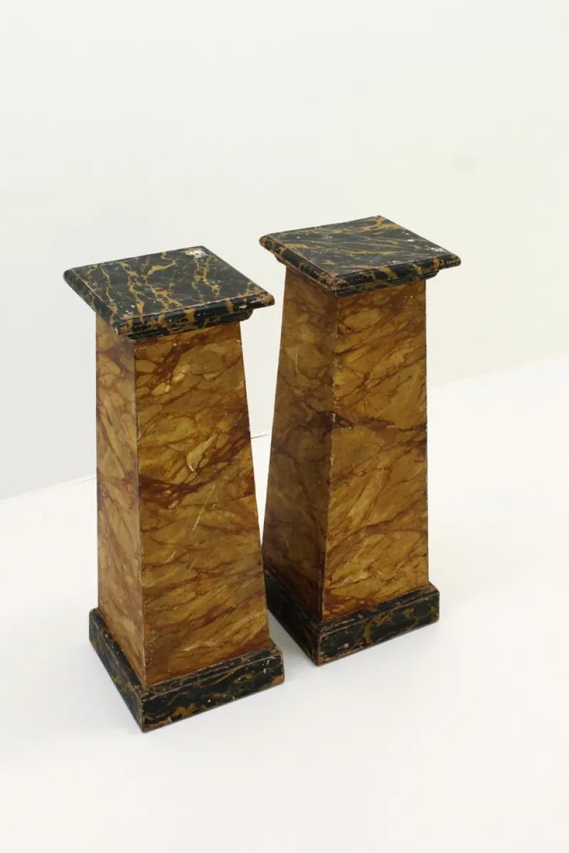 Online Pamono Faux-Marbre Wooden Pedestals, 1880, Set of 2